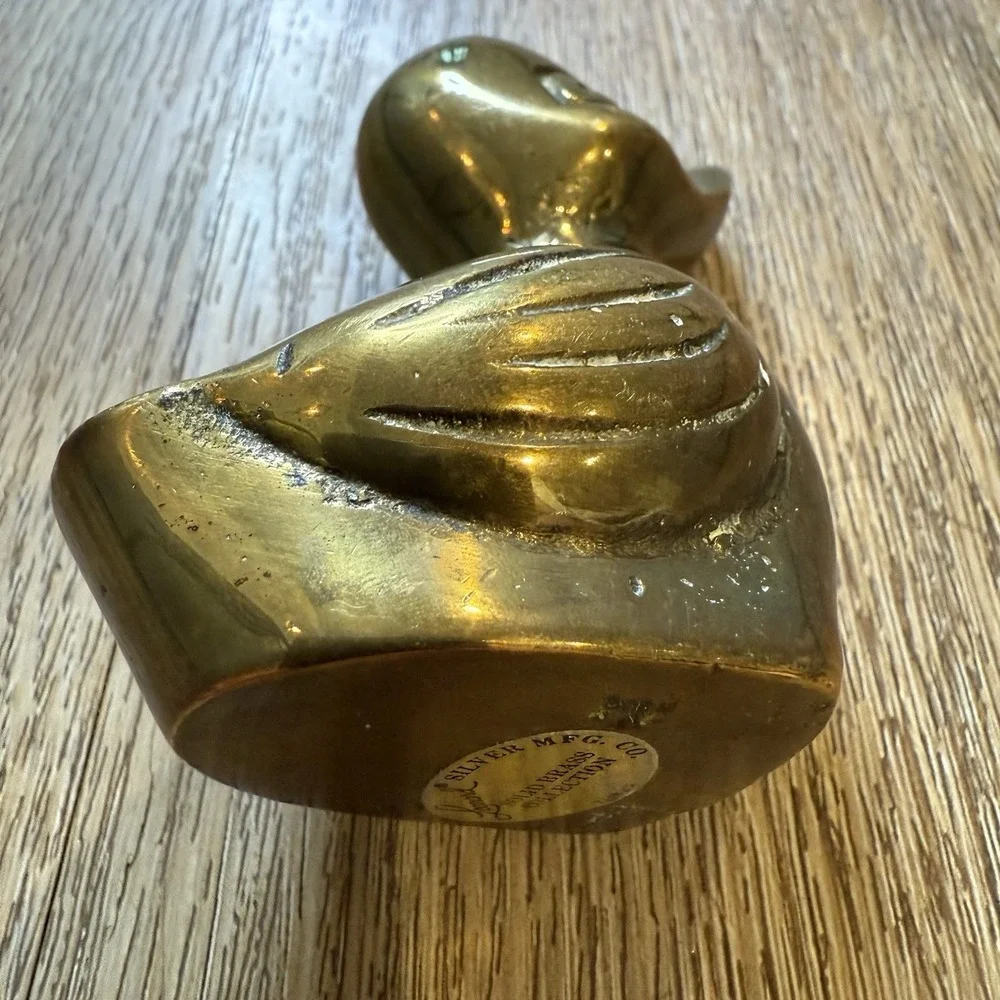 Brass Duck Baby Duckling Miniature Small Figurine Shelf Collectible Knick nack